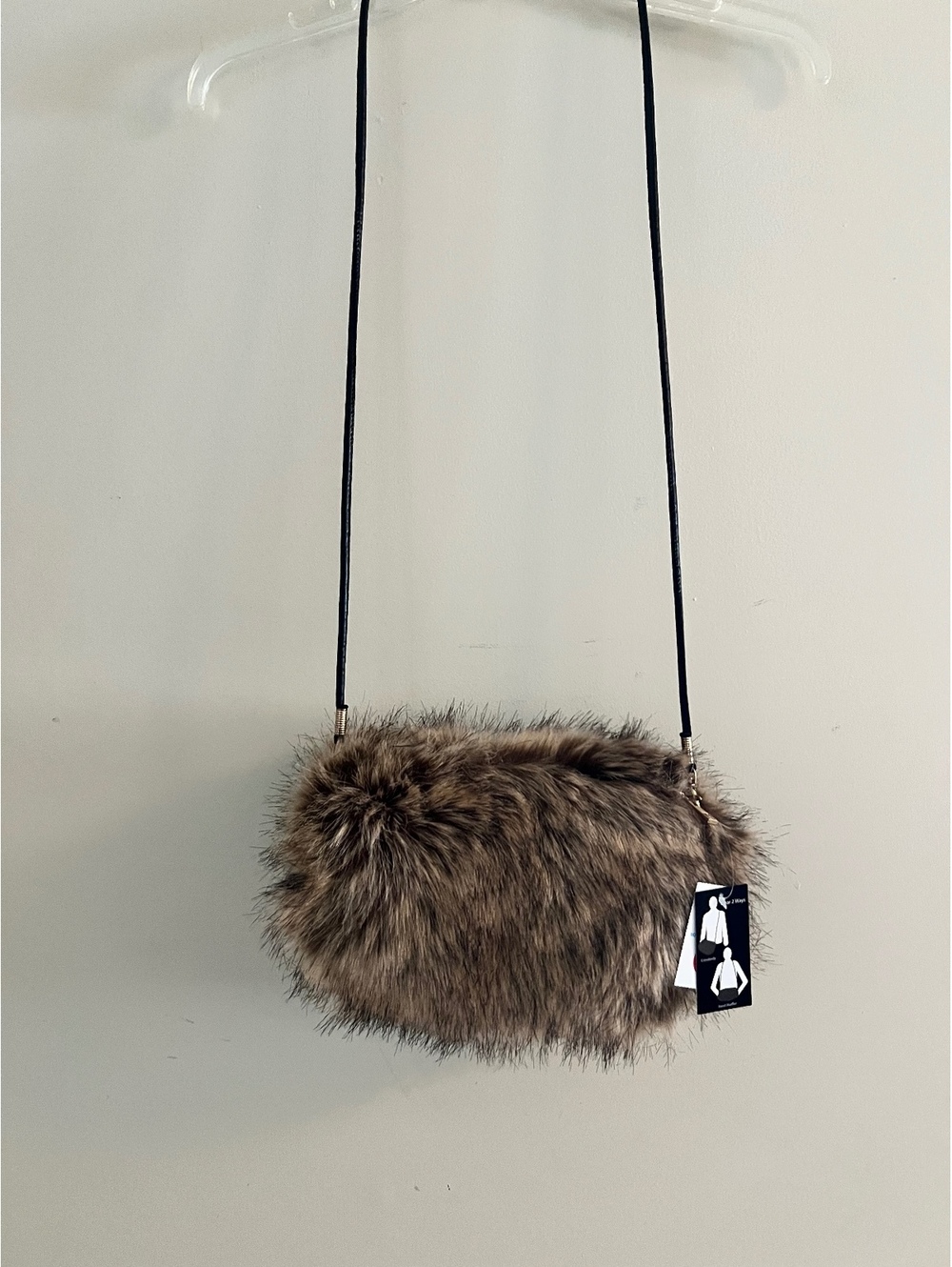 New brown Faux Fur purse Barrel Muff